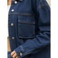 thumbnail image 5 of Unique Bargains Women's Button Down Cargo Pockets Denim Western Outfits 2XL Dark Blue, 5 of 7
