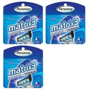 Personna Matrix3 Titanium Triple Blade Refill Cartridge Blades, 4 Ct. (Pack of 3)