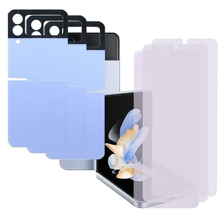 KIQ Regular Tempered Glass Screen Protector for Samsung Galaxy Z Flip4 5G / Z Flip 4 5G(Blue) (3 piece set)