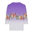 thumbnail image 5 of Purple Women's Long Sleeve T-shirt, Women'S 3/4 Length Sleeve T Shirts Casual Round Neck Cute Tunics Tops Basic Loose Fit Tees With Pocket Blouses,Women's Long sleeve T-shirt M, 5 of 5