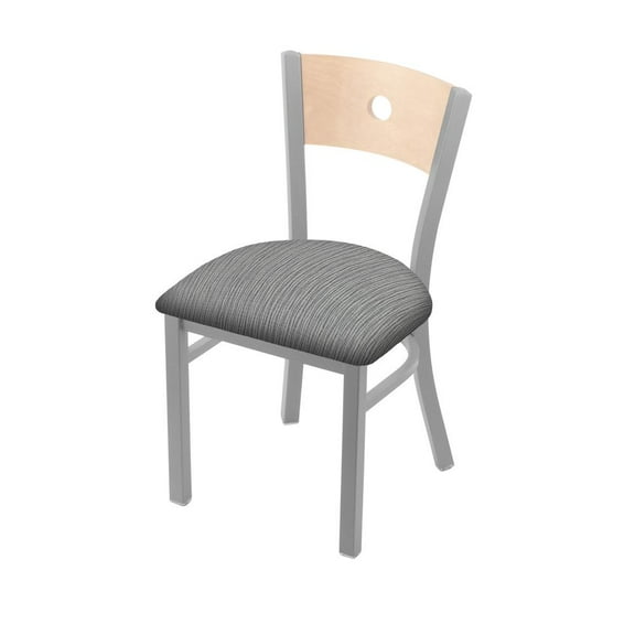 Holland Bar Stool 630 Voltaire 18" Chair with Anodized Nickel Finish, Natural Back, and Graph Alpine Seat