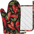 thumbnail image 2 of Oven Mitt and Pot Holder with Silicone Heat Resistant Kitchen for Cooking BBQ Baking Grilling Cooking Protection, 2 of 10