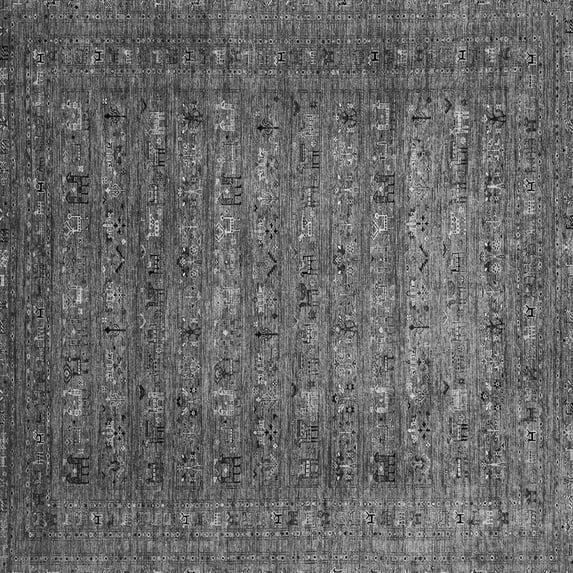 Ahgly Company Indoor Square Abstract Gray Modern Area Rugs, 7' Square
