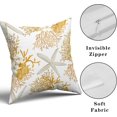 thumbnail image 3 of Nautical Coastal Throw Pillow Covers 18"x18" Set of 2 Beach Theme Orange Coral Starfish Pillow Cover Cotton Summer Couch Pillow Cases Outdoor Sofa Cushion Cover Modern Decor for Bed Living Room, 3 of 4