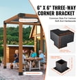 thumbnail image 4 of KFFKFF Pergola Support Kit 6''x6''(Inner Dimensions 5.6x5.6), Set of 8 Sturdy 3-Way Corner Brackets for Woodworking, DIY Post Foundation Kit, Simplified Assembly for Wooden Beams in Gazebos, 4 of 9