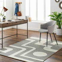 Hauteloom Suni Wool Living Room, Bedroom Area Rug - Contemporary - Natural Gray, Charcoal, Smoke - 2' x 3'