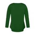 thumbnail image 4 of Spring Tops for Women Trendy 2025 Pleated V Neck Loose Fit Casual Solid Color Long Sleeve T Shirts Plus Size Tees (S, Green 02), 4 of 5