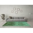 thumbnail image 3 of Ahgly Company Machine Washable Indoor Square Oriental Turquoise Blue Industrial Area Rugs, 6' Square, 3 of 4