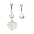 thumbnail image 1 of Belly Button Ring pack of 2 with multiple gem Heart Design and Basic with Cz 14g, 1 of 2