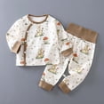 thumbnail image 2 of NIEWTR Matching Baby and Toddler Pajamas Girls 2-Piece Set Toddler Kids Long Sleeve Pullover with Elastic Waistband Pants Casual Sleepwear Daily for 2T 3T(A-Brown,6-9 Months), 2 of 6