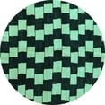 thumbnail image 1 of Ahgly Company Machine Washable Indoor Round Abstract Turquoise Blue Modern Area Rugs, 6' Round, 1 of 4