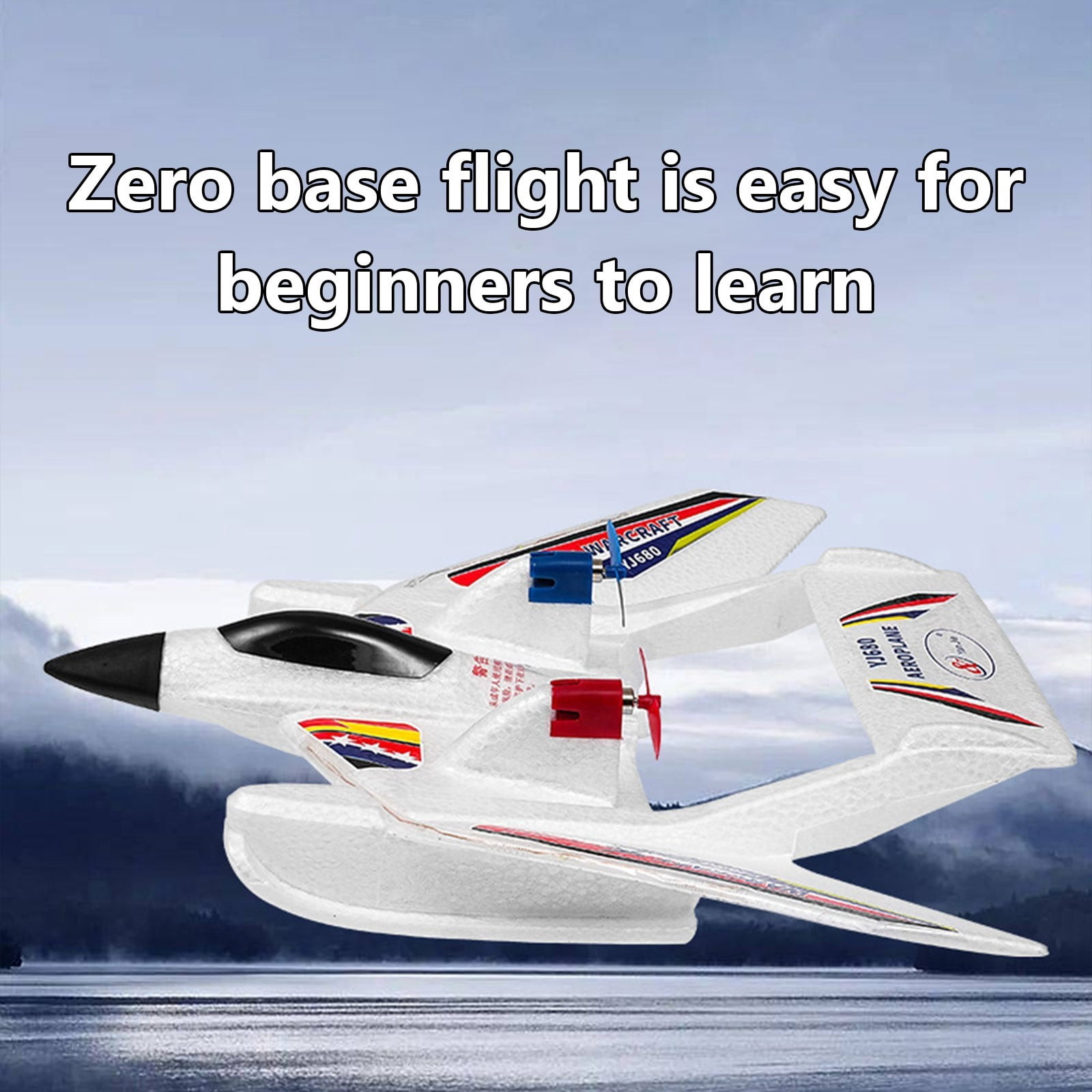 FHBVT Sea Land Air Remote Control Aircraft Glider 3 Channel Amphibious Waterproof Anti Collision 2.4G RC Fixed Wing Airplane for Outdoor Flight Beginner Friendly All Terrain Flying Toy