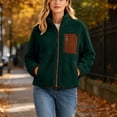 thumbnail image 5 of Caywon Cozy Women's Fleece Jacket with Full Zipper and Pocket, Long Sleeve Shearling Hooded Coat for Fall and Winter Outdoor Wear, 5 of 9
