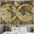 thumbnail image 2 of Vintage World Map Tapestry, Antique Old Nautical Map of the World Wall Art, Historical Atlas Geography Retro Wanderlust Pirate Tapestry Wall Hanging for Bedroom Living Room Dorm, Brown Tan, 2 of 6