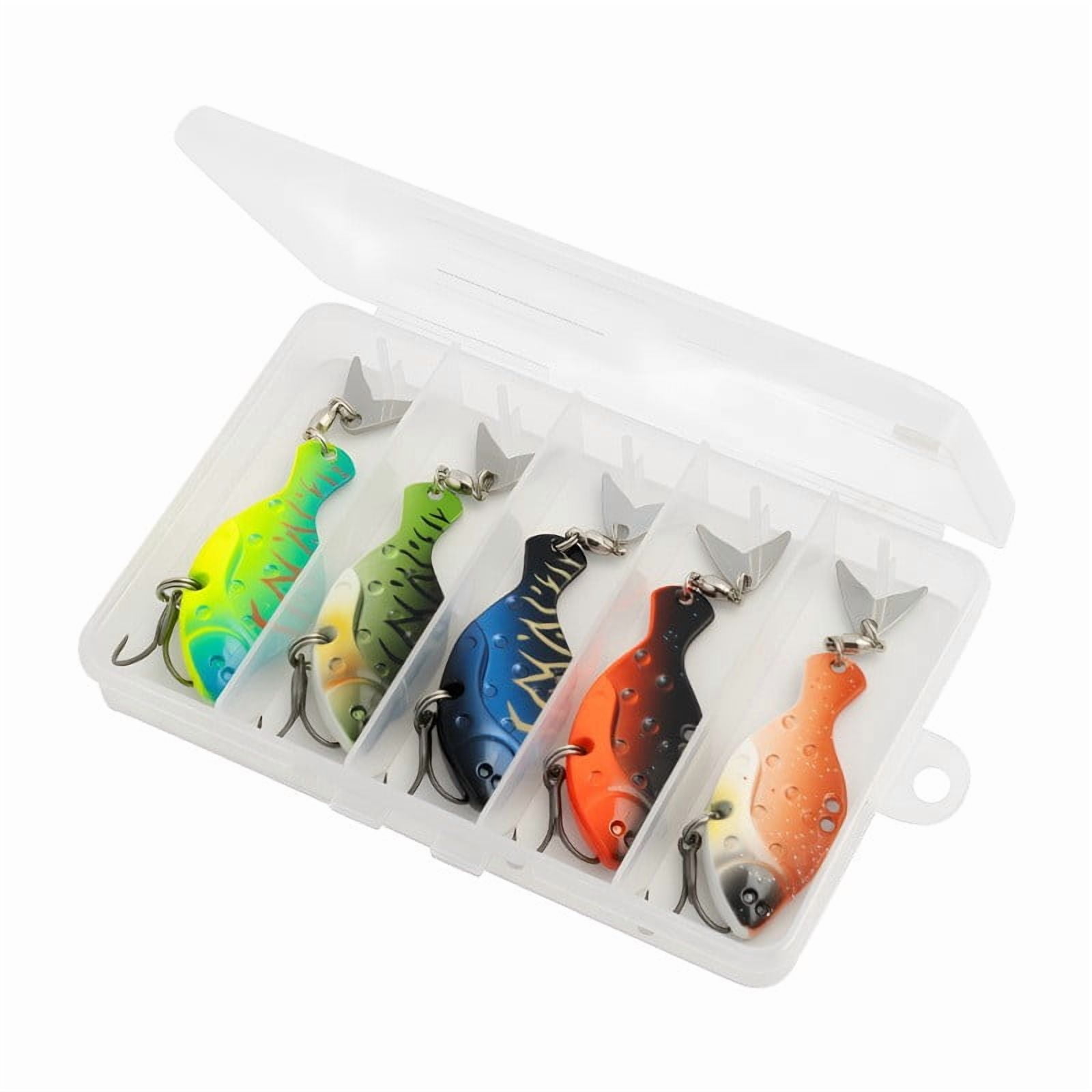 GRIMPEX 5PCS Metal Spoon Vib Lure Kit Long Cast Bait for Bass Perch Trout Fishing