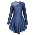 thumbnail image 3 of Eandarui Womens Long Sleeve Skirted Leotard Dresses Figure Skating Gymastics Ballet Dancer Costume Navy Blue S, 3 of 7