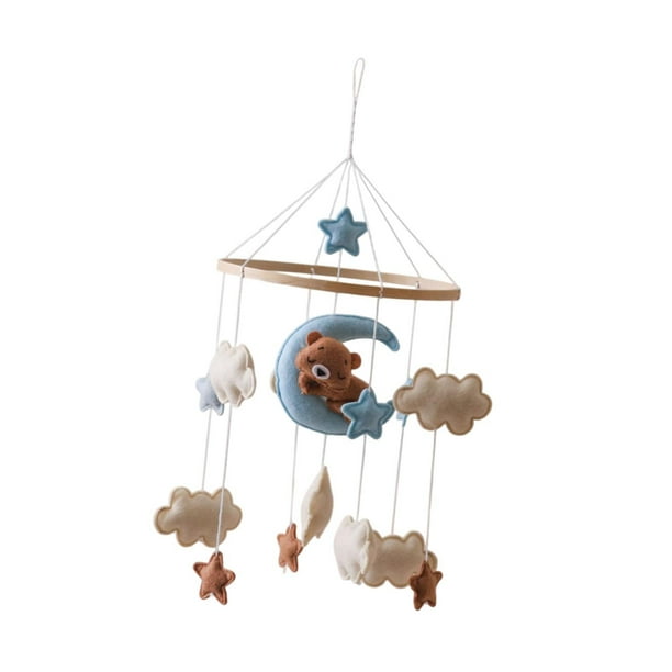 Cuna de guardería Mobile Rattles recién nacidos, decoración sensorial de guardería, juguete de campana de cama, decoración colgante de fieltro durante