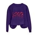 thumbnail image 4 of CheerKidz Hooies for Women Long Sleeve Hooded Sweatshirts Round Neck Pullover Loose Lightweight Blouse Tops for Valentine's Day(Purple,XS), 4 of 4