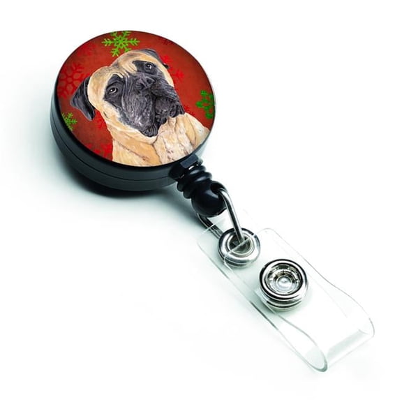 Carolines Treasures SC9425BR Mastiff Red & Green Snowflakes Holiday Christmas Retractable Badge Reel