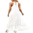 thumbnail image 2 of Women Summer Sleeveless Dress Floral Patterns Ruffled Neckline High-low Hem Cute Dress, 2 of 6