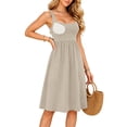 thumbnail image 6 of Tqcoqu Womens Summer Dresses with Built in Bra,2026 Square Neck Beach Dress with Pockets,Casual Flare Sun Dresses,Khaki Women's S-XXXL, 6 of 7