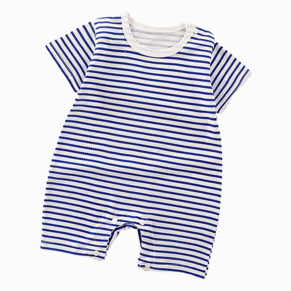 kpoplk Baby Jumpsuit Boy Girl Print Short Sleeve Romper Bodysuit Ribbed One Piece Clothes Summer Outfit Size 6-12 Months,Navy