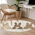 thumbnail image 5 of Round Area Rug 4ft, Watercolor Spring Easter Brown Bunny Tail Non-Shedding Washable Area Rug, Linen Background Non Slip Low-Profile Circle Rugs for Living Room, Bedroom Dining Room, 5 of 9