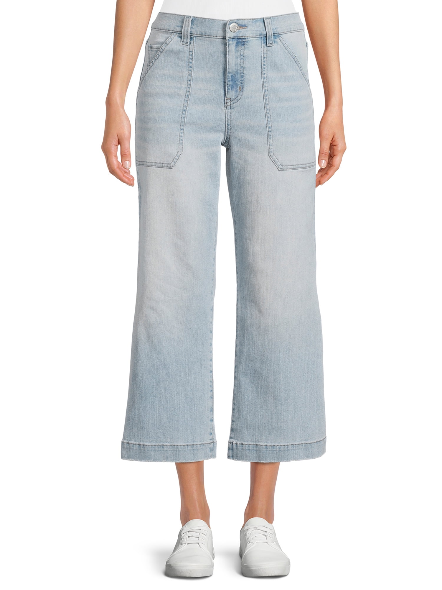 High Rise Wide Leg Crop Utility Jeans 