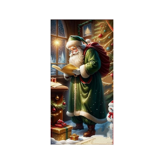 A 35X71 Inch Christmas Door Cover Curtain Wall Decoration Festival Party Decor Gift Box Bow Design Polyester Fabric Photo Backdrop Seasonal Holiday Home Decor Version A