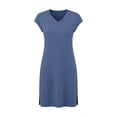 thumbnail image 3 of Ovbmpzd Blue Summer Mini Dresses for Women With Cap Sleeves Comfy V Neck Dresses Casual Loose Dresses, 3 of 3
