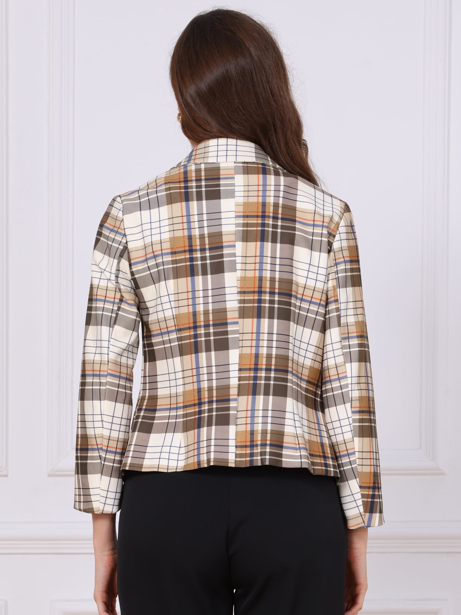 DARING DIVA Women's Open Front Office Work Lightweight Crop Suit Blazer M Brown Apricot