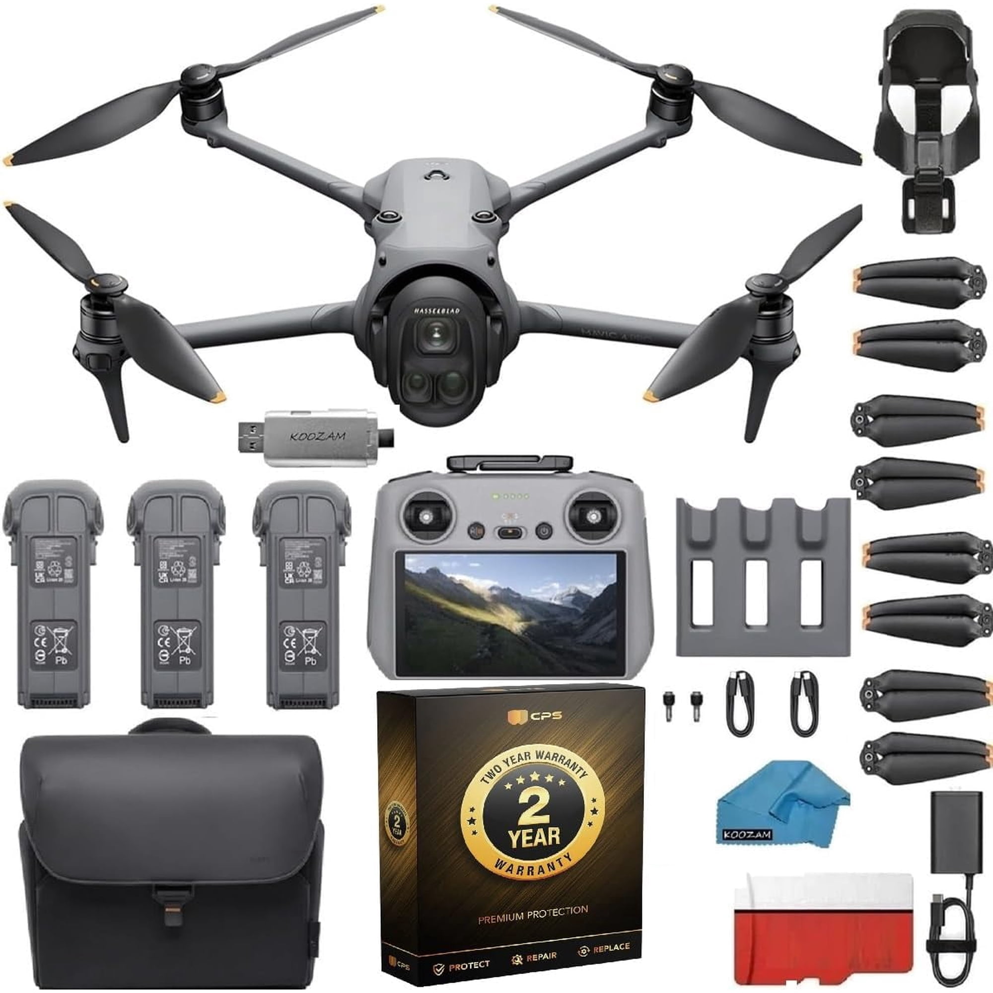 DJI Mavic 4 Pro Drone Ultimate 3-Battery Bundle - 6K/60fps HDR, 100MP, 51-Min Flight Time, 18.6-Mile Range - Includes 3 Intelligent Flight Batteries, 128GB SD Card, Landing Pad & 2 Year Warranty
