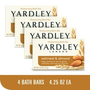(Pack of 4) Yardley London Moisturizing Bath Bar, Oatmeal and Almond, 4.0 oz