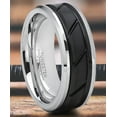 thumbnail image 2 of Metal Masters Tungsten Carbide Mens Black Diagonal Grooved Wedding Band Engagement Ring Comfort-Fit 14, 2 of 7