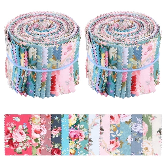 Hvxrjkn 84Pcs Jelly Roll Fabric Strips for Quilting Crafting and Sewing Soft Cotton Blanket Rug Upholstery Home Decor