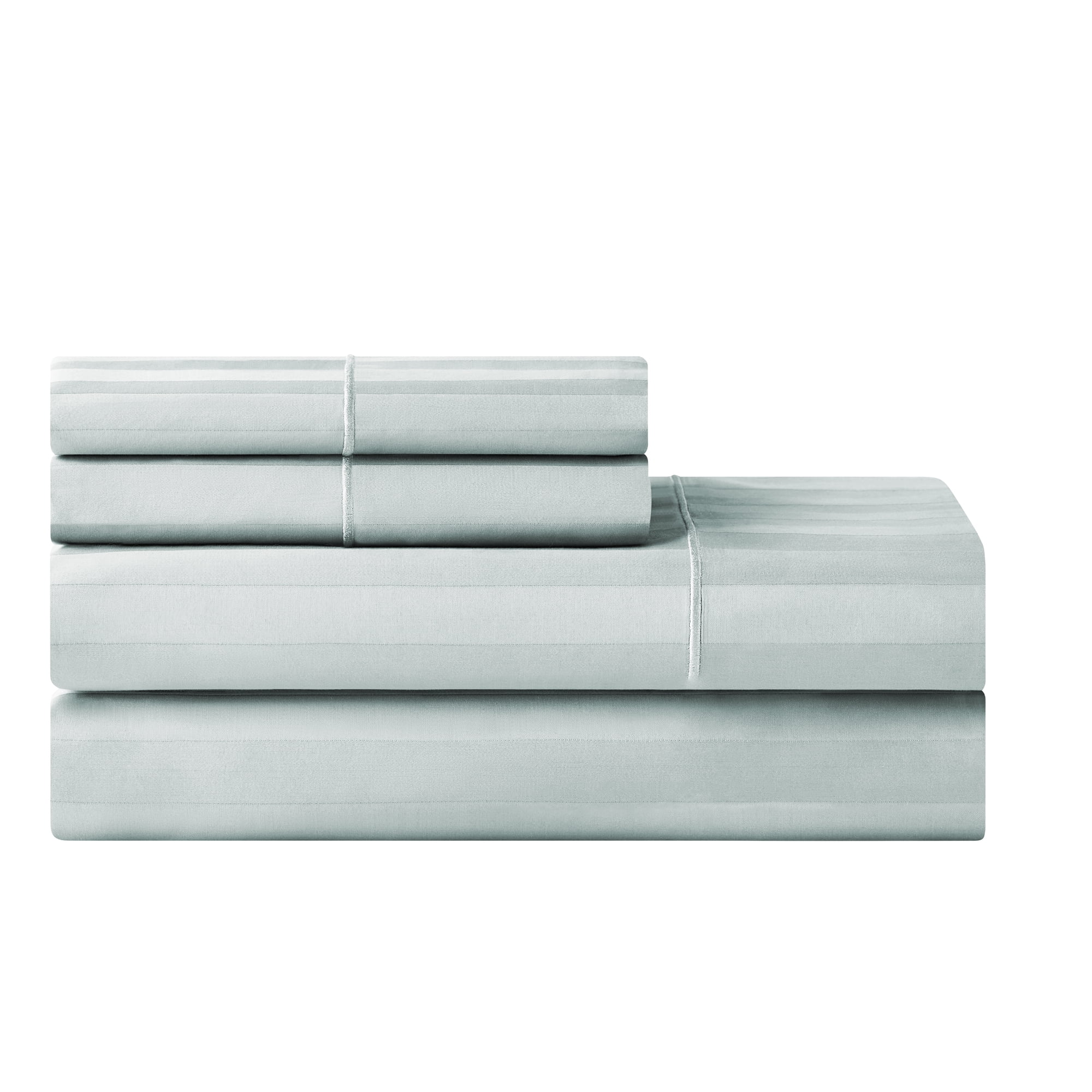 Hotel Style Egyptian Cotton 4-Piece Sheet Set, Queen, Duck Egg Damask Stripe, 600 Thread Count, Deep Pocket