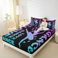 thumbnail image 4 of Manfei Ballet Girl Queen Sheet Sets,Ballerina Dancer Flat Sheet,Purple Cyan Black Queen Fitted Sheet For Kids,Breathable Home Decor,4 Pieces, 4 of 7