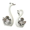 thumbnail image 4 of FashionCha 2 Pieces Swan Sculpture Ceramic Figurine Artwork Decorative Crafts Animal Statue White, 4 of 9
