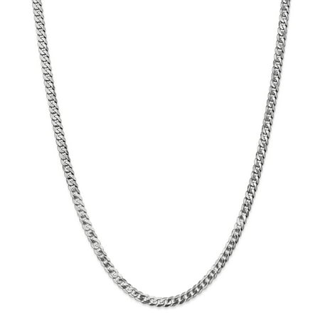 14K White Gold 4.50MM Flat Curb Link Chain Necklace, 24"