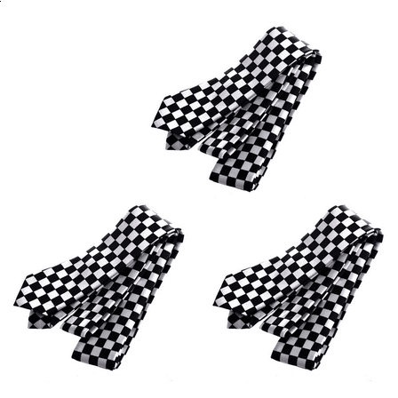 3X Mens Black White Checkered Necktie Neck Tie