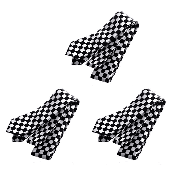 3X Mens Black White Checkered Necktie Neck Tie