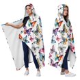 thumbnail image 2 of Wearable Blanket,Colorful Butterfly Pattern Hooded Wearable Flannel Blanket for Adults & Teens,Winter Poncho Shawl Wrap Cape Cozy Anti-Pill,50"x60", 2 of 5