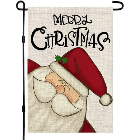 Merry Christmas Garden Flag, Double Sided Vertical Christmas Flags Small Mini Rustic Xmas Winter Farmhouse Lawn Yard Outside Outdoor Decorative Flag Decor DF004