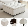 thumbnail image 6 of Kingfun 35.5" Large Square Ottoman Bench, Tufted Upholstered Coffee Table Ottoman with Storage, Oversized Ottomans Toy Box for Living Room Bedroom, Beige, 6 of 7
