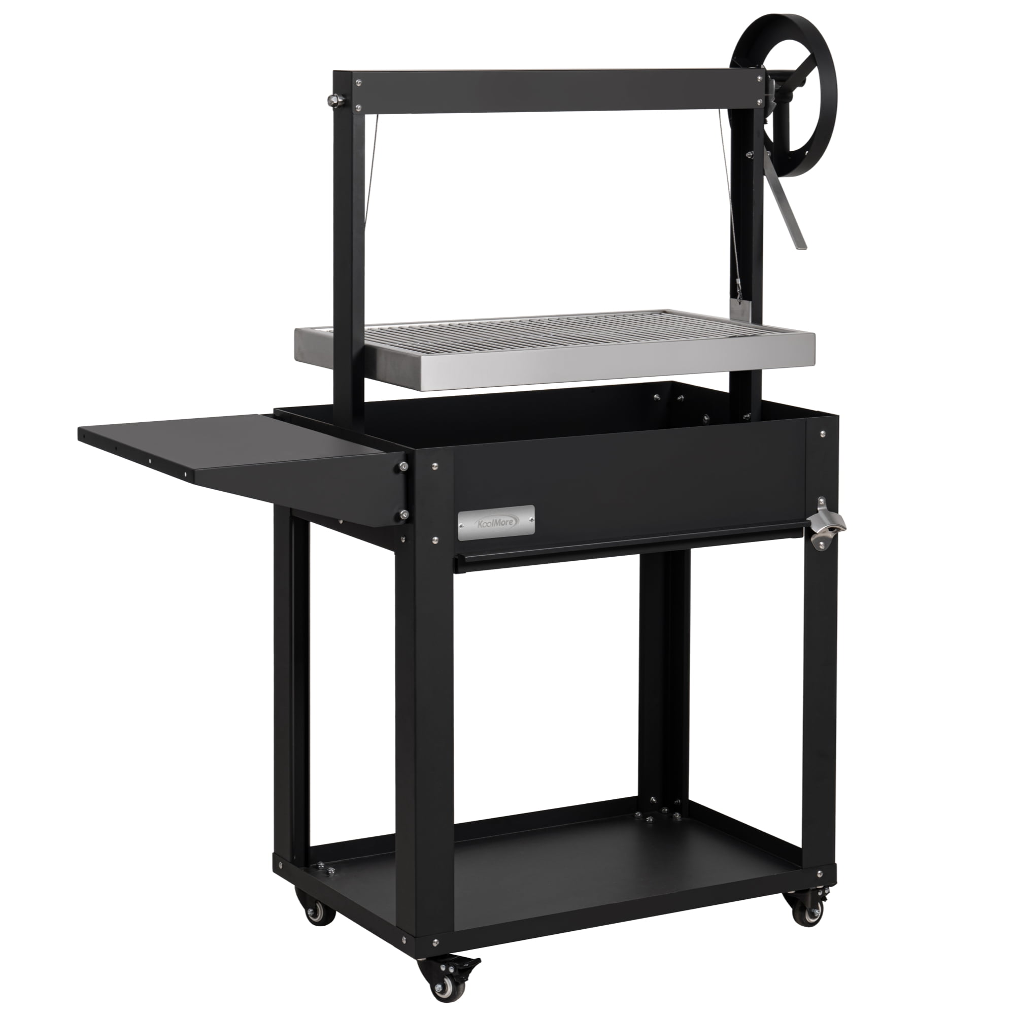 50 in. Argentine Charcoal Grill, Adjustable Grate Outdoor BBQ, in Black (KM-OG-A-45)