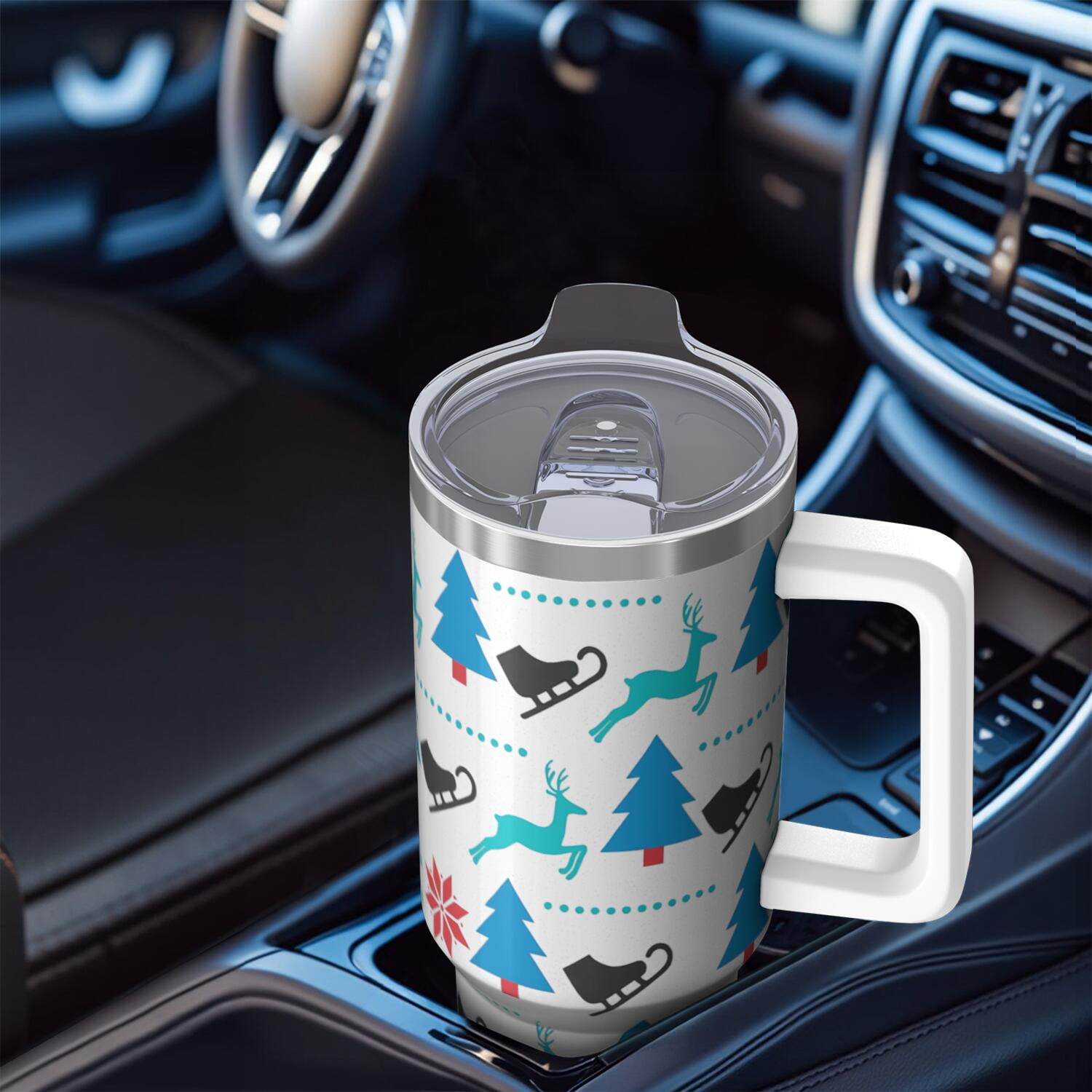 1pc 40 oz Christmas Tumbler with Lid and Straw Stainless steel Insulated tumblers Cute water bottle Travel/Gym coffee tumbler Gifts for Women/men