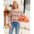 thumbnail image 6 of Halloween Sweaters for Women 2026 Fall Pumpkin Knit Pullover Sweater Fair isle Crewneck Beige Sweaters Shermie, 6 of 9