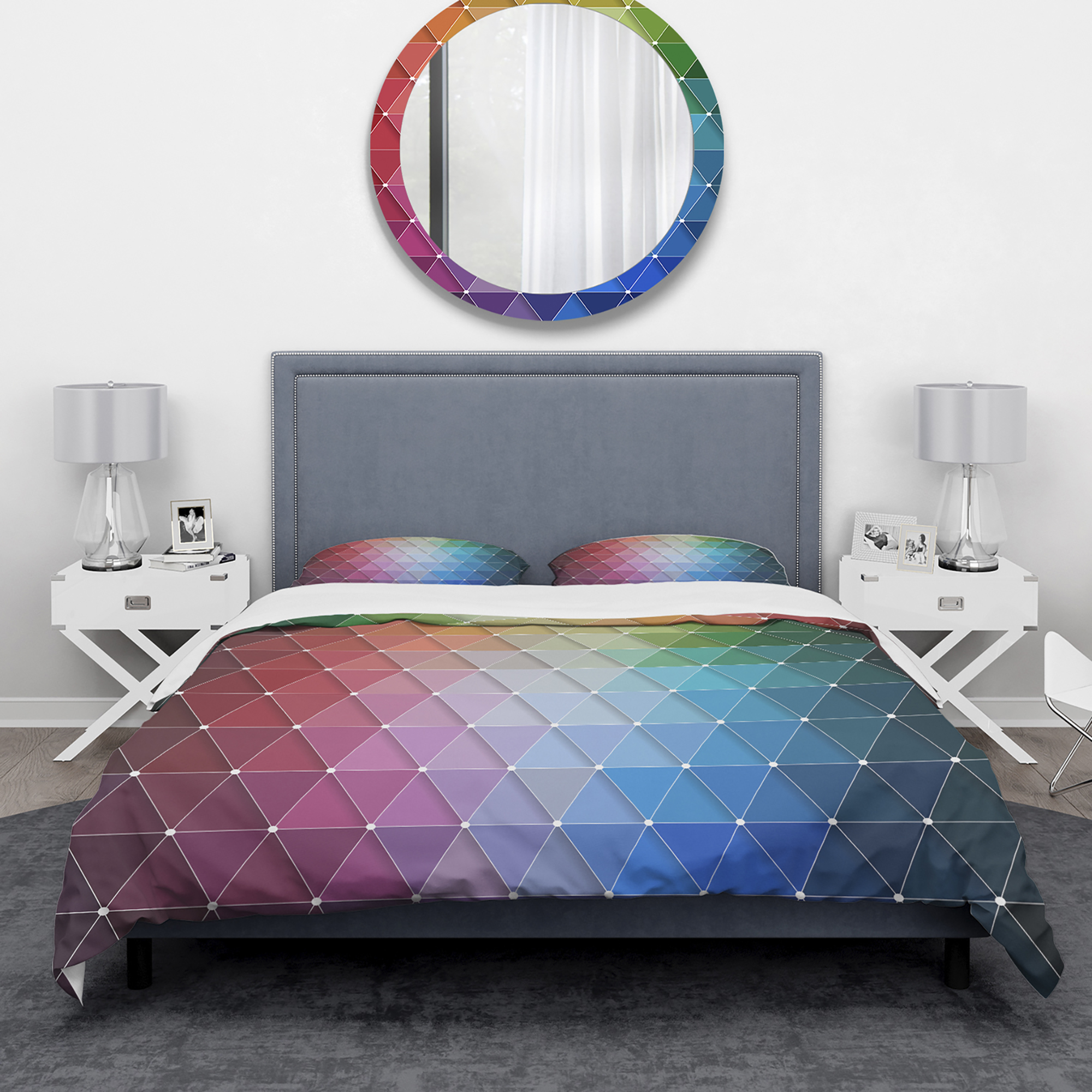 Designart 'Rainbow Triangular Geometry' Modern & Contemporary Duvet Cover Set