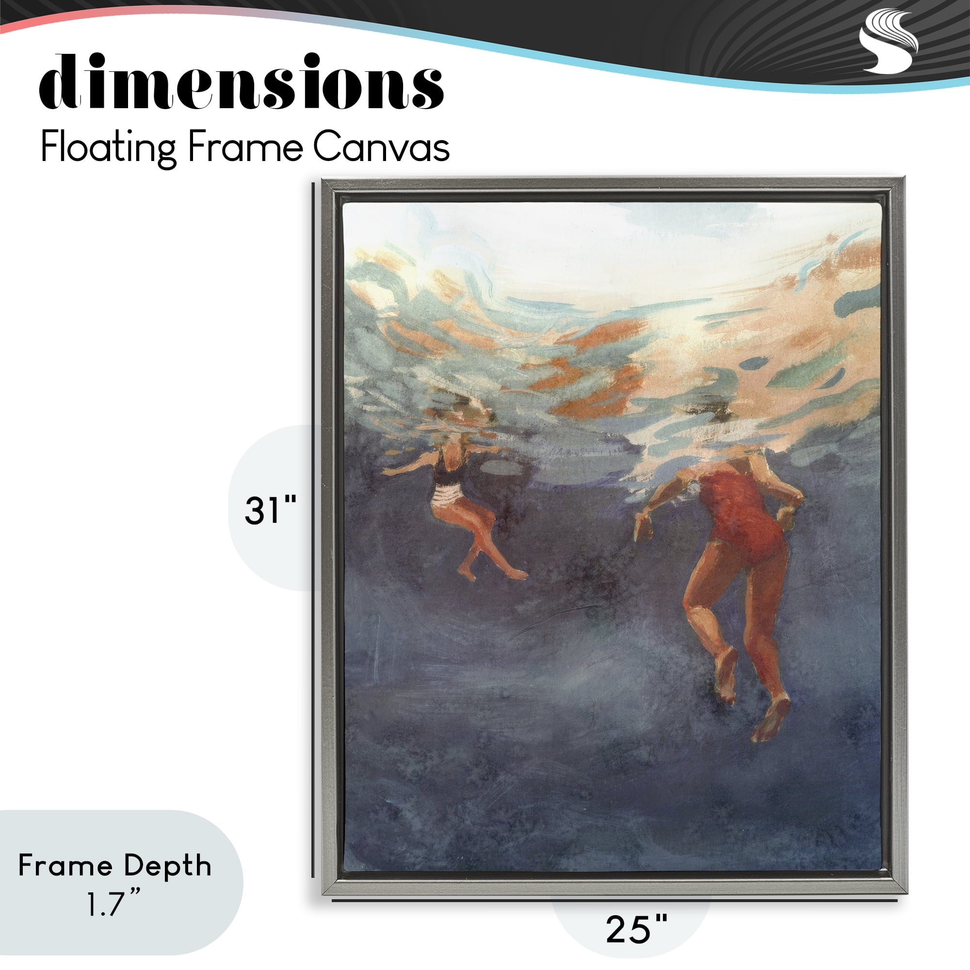 Stupell Industries Summer's Dance Swimmers Gray Framed Floater Canvas Wall Art, design by Victoria Barnes