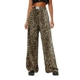 thumbnail image 2 of HOWPAY Women's Sweatpants High Waisted Leopard Print Straight Leg Track Pants with Pockets Stretch Workout Casual Loose Fit Lounge Pants Coffee L, 2 of 4
